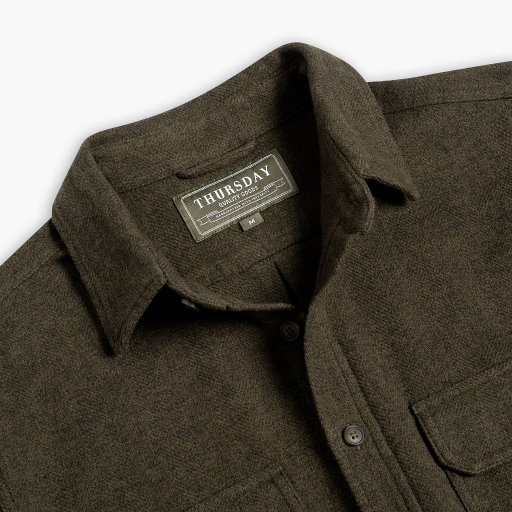 Summit Flannel Shirt | Olive Herringbone